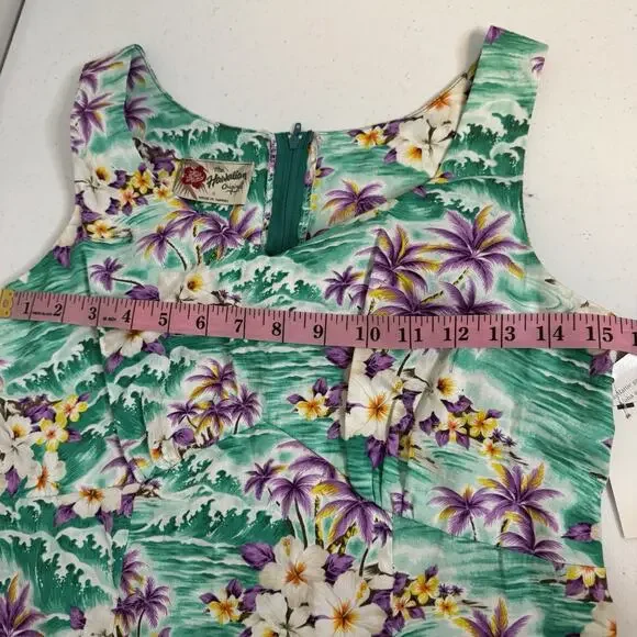Hilo Hattie Hawaiian Dress Womens 8 Green Purple Floral Sundress Tropical NWT - Picture 10 of 14